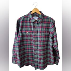 Harpoon Plaid Flannel Shirt Red Green Cotton Button Down Long Sleeve XL